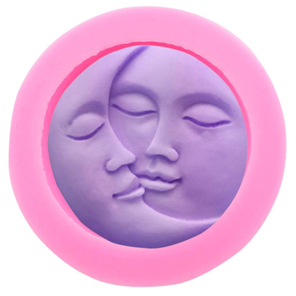 Sun And Moon Face Soft Silicone Mold Keychain Mold DIY Silic - 图0