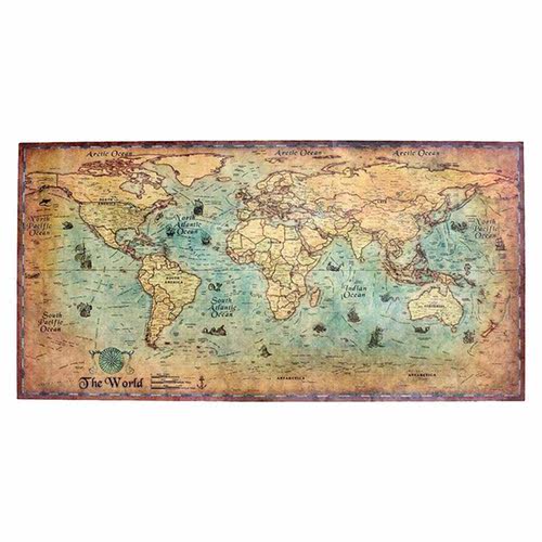 1PC 100x50cm Vintage Style Paper Nautical Ocean Sea World Ma - 图0
