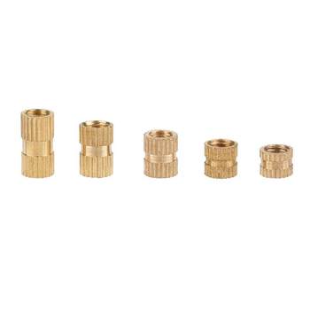 150Pcs M5 ກະບອກທອງເຫຼືອງ Knurled Nuts Threaded Insert Nuts E