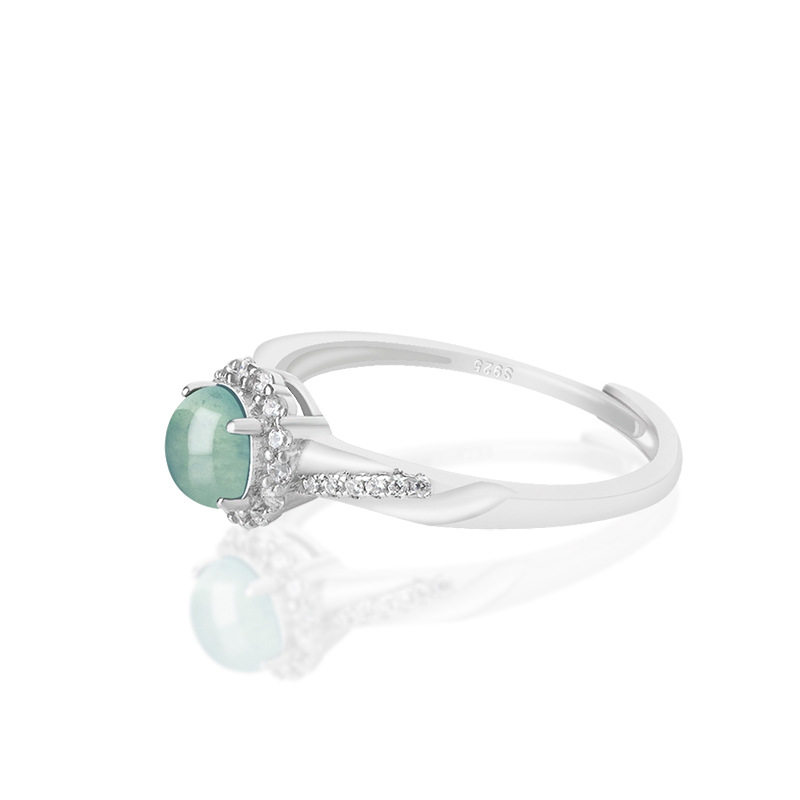 Cuiyingfu blue water ring S925 silver set