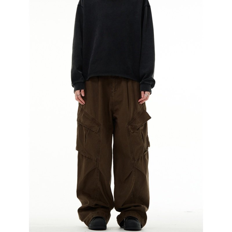 MADWITCH美式复古解构设计感工装裤男女宽松休闲褶皱直筒垂感裤子,淘宝优惠券,粉丝福利购,淘宝优惠卷