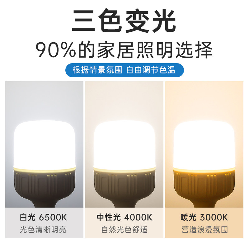led灯泡e27螺纹口三色变光球泡超亮白光厂房车间大功率节能灯泡,淘宝优惠券,粉丝福利购,淘宝优惠卷