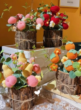 针织编织毛线花永生花束