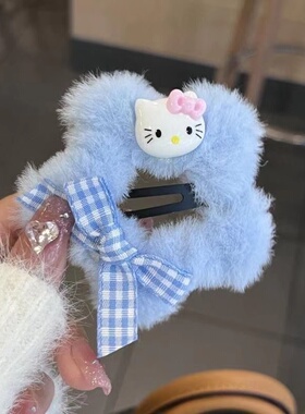 可爱毛绒猫咪蓝色星星bb夹卡通甜美清新女孩前额发夹发卡饰品发饰
