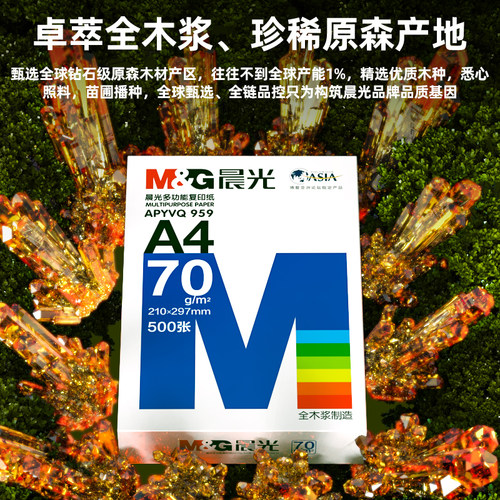 晨光a4打印纸整箱批发a4纸复印纸500张80g一包70g打印机白纸护眼80g加厚整箱5包打印机专用a4办公纸草稿纸 - 图2