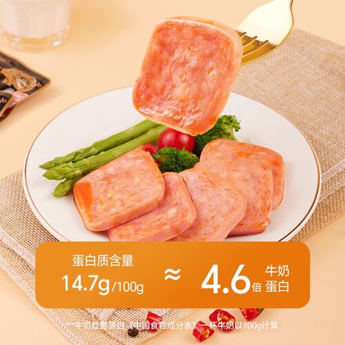 金磨坊300g袋黑猪午餐肉即食早餐独立装30包休闲零食火腿泡面搭档 - 图1