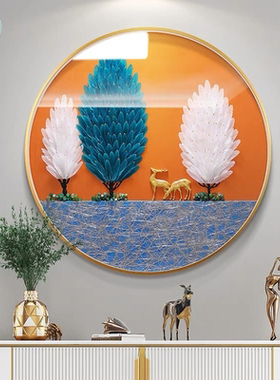 餐厅铝合金圆框手工立体实物画