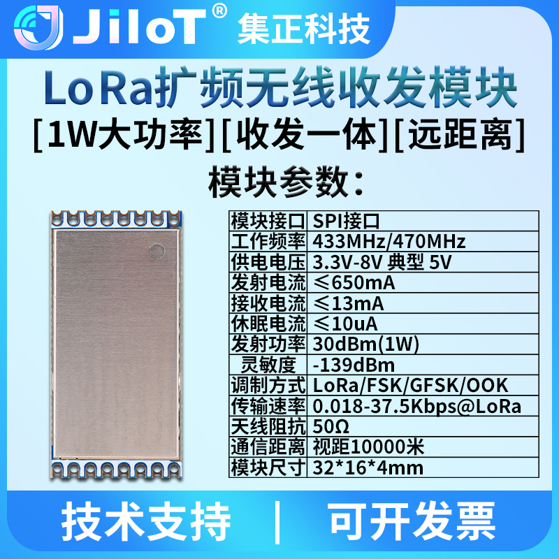 集正SX1278W1无线LoRa扩频模块433/470M低功耗SPI大功率PA远距离-图2