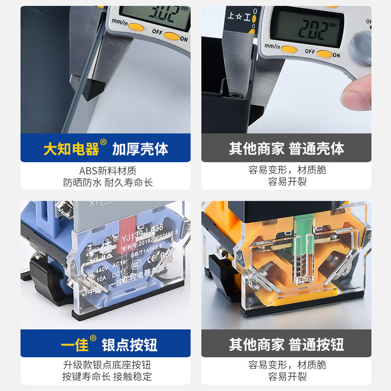 带灯自复位自锁按钮开关控制盒电源启动停止急旋钮1234孔24V 220V,淘宝优惠券,粉丝福利购,淘宝优惠卷