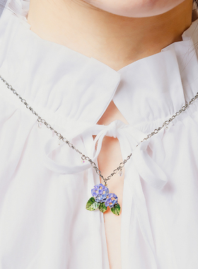 Palnartpoc温柔甜美绣球花项链