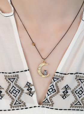 Palnartpoc月牙猫头鹰项链