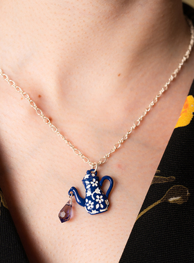 Palnartpoc地中海蓝色茶壶项链