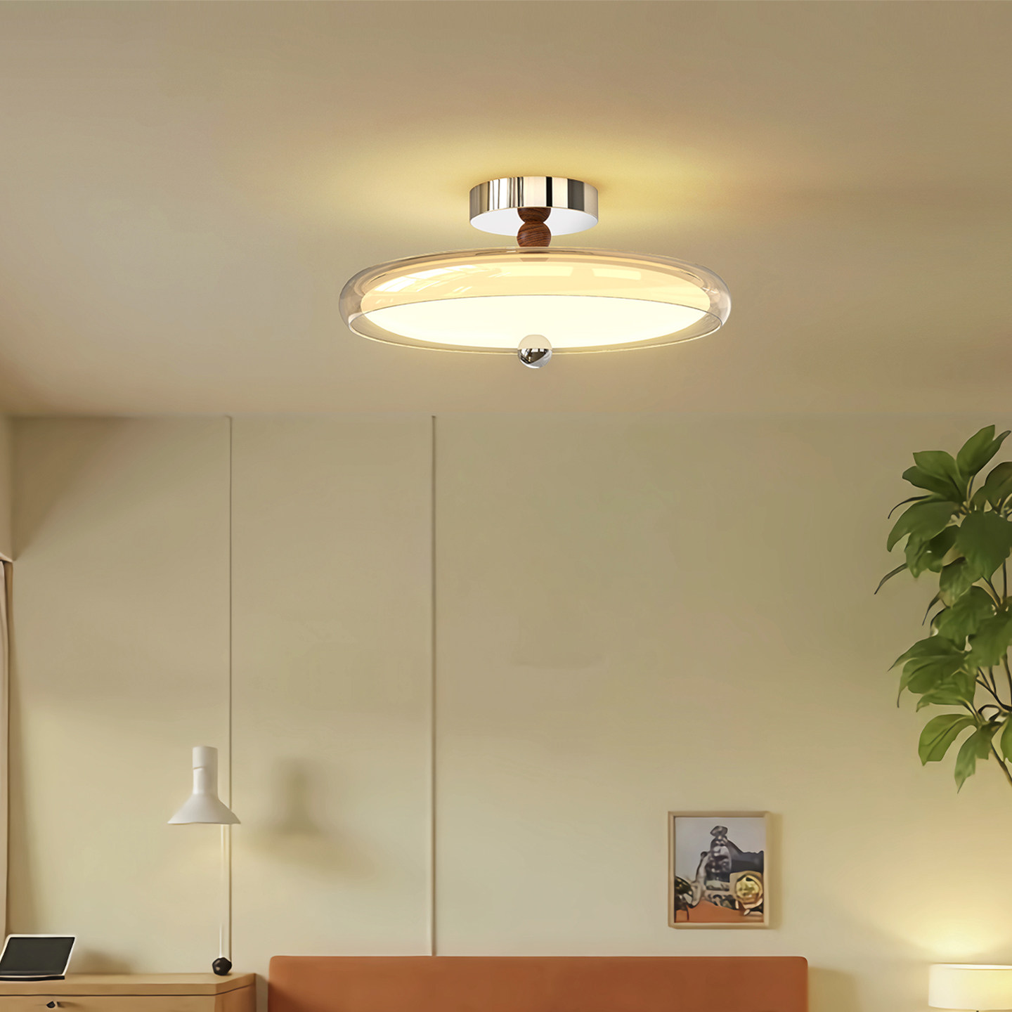 Home法式中古风卧室吸顶灯高级感胡桃木色侘寂风主卧房间护眼灯具,淘宝优惠券,粉丝福利购,淘宝优惠卷