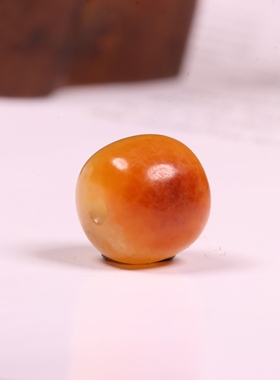 新疆和田玉籽料黄沁单珠老型珠