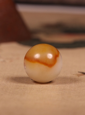 新疆和田玉籽料黄沁圆珠单珠手串