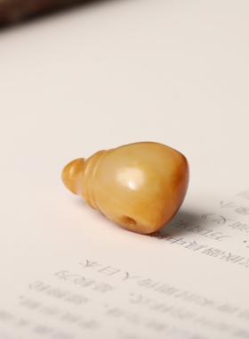 13mm苏工新疆和田玉籽料黄沁三通黄玉白玉圆珠籽玉单珠手链红皮