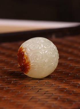 珠子哥回纹珠单珠和田玉红皮籽料