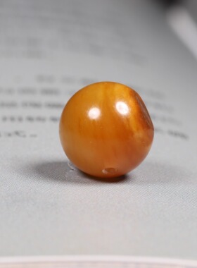 新疆和田玉籽料黄沁圆珠珠子单珠