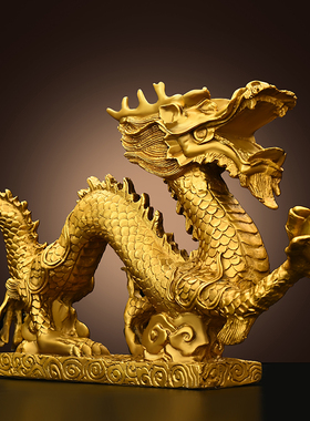 醉芒黄铜祝福龙凤呈祥中式摆件