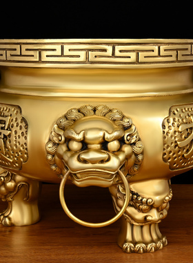 纯铜三足香炉招财进宝寺庙