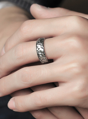 日本coss koko 复古银《石头的温度》戒指印象精工原创银戒指复古