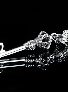 日本coss koko复古钥匙项链男生欧美时尚潮男皇冠吊坠银色