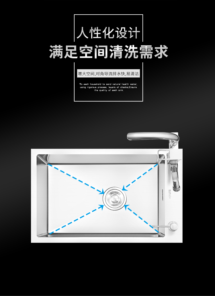 定制304不锈钢水槽大单槽家用厨房洗菜盆手工洗碗池71x38x48x35 - 图0