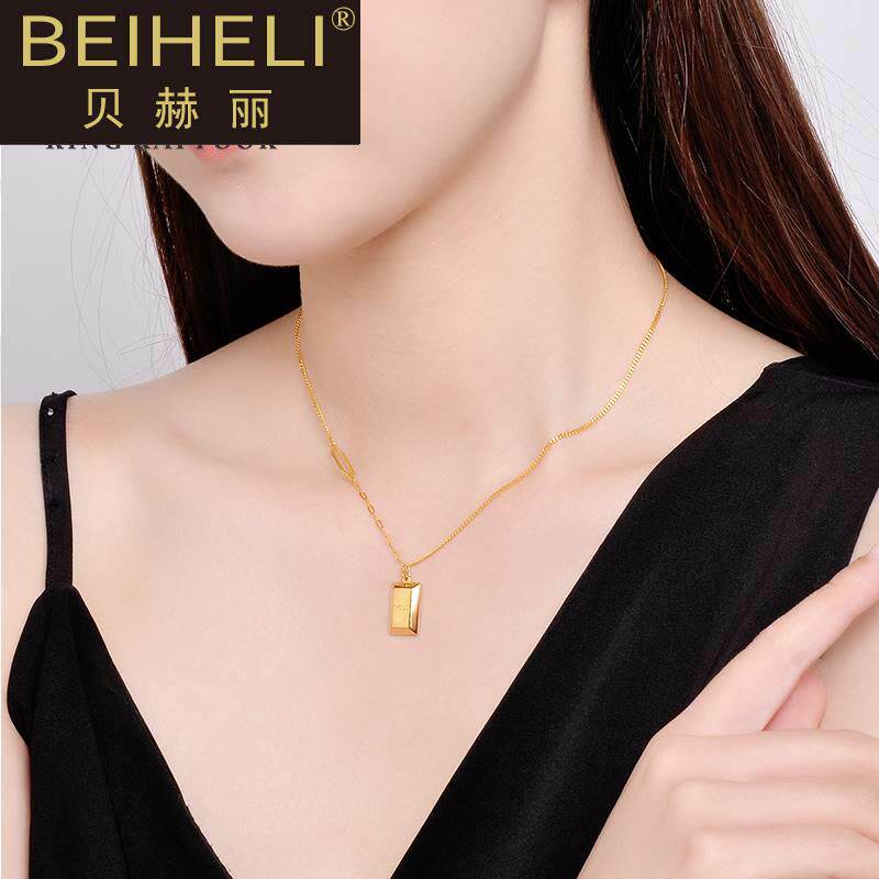 ins小金砖足金套链5g暴富简约项链 贝赫丽项链