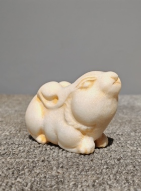 山西青石汉白玉雕刻兔子案头摆件居家装饰复古风格新品兔子