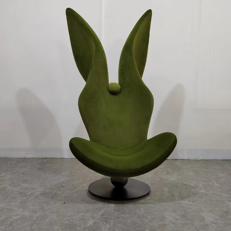 创意绿色兔子椅2024新款设计师单人玻璃钢异形轻奢休闲网红沙发椅 - 图2