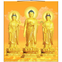 High definition gold body West Three Holy Citation Tutu Ami Buddha Great Trend to Guanyin BodhisattBodhisattBodhisattva Buddha Full Screen Scroll Hang