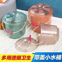 Mini small barrel small number of plastic drum covered bucket Bucket Bucket Hand Thickened home Tie water portable storage