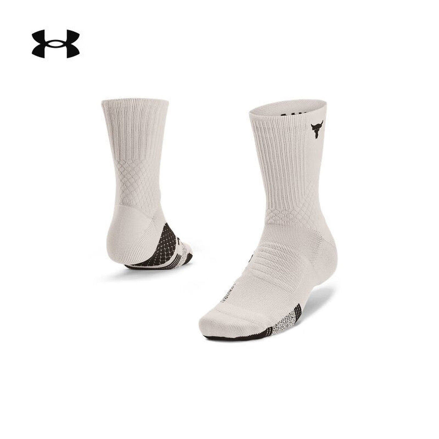 安德玛UA春夏Rock强森牛头男女情侣训练中筒运动袜-1双装1376230