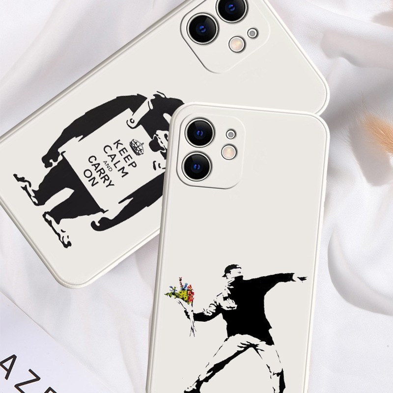 班克斯手机壳Banksy班克西苹果15iPhone14涂鸦13promax艺术11女孩vivo华为oppo小米iQOO红米适用i小众高级感x - 图1