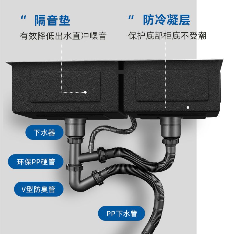 厨房水槽双槽304不锈钢单槽家用手工洗菜盆双盆洗菜池洗碗槽台下