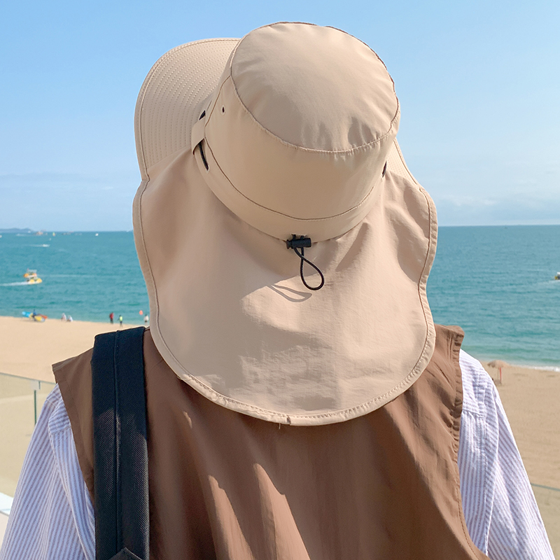 帽子男夏天渔夫帽防晒遮阳帽大披肩男士夏季钓鱼帽大檐太阳帽登山