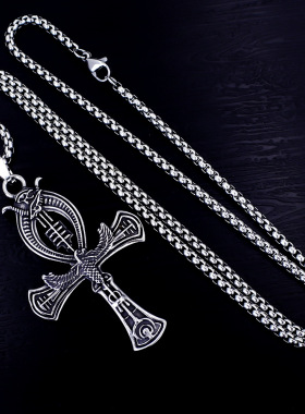 新款欧美安卡钛钢吊坠男女维京十字架不锈钢饰品项链挂坠