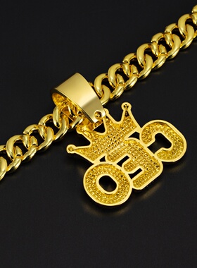 嘻哈大金链古巴链镶钻皇冠ceo爆款饰品欧美字母跨境饰品