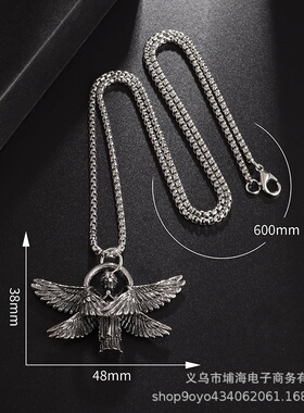 跨境热销六翼天使吊坠环保合金材质项链男女个性创意礼品礼物