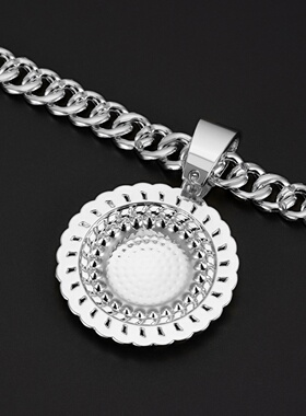 欧美跨境热销古巴链大金粗项链合金满钻圆牌加厚吊坠广州工厂