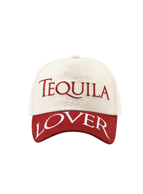 BYBèRAGS*TEQUILA LOVER CAP红白拼色质感刺绣英文棒球帽