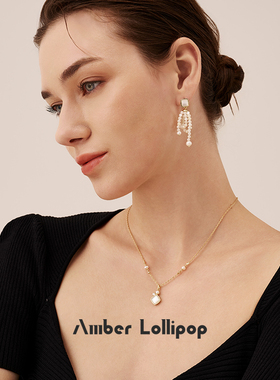 AmberLollipop红玛瑙项链女淡水珍珠颈链气质吊坠锁骨链 生日礼物