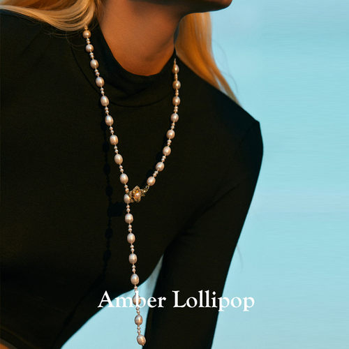Amber Lollipop珍珠毛衣链女秋冬新品吊坠项链轻奢气质高级感颈链 - 图0