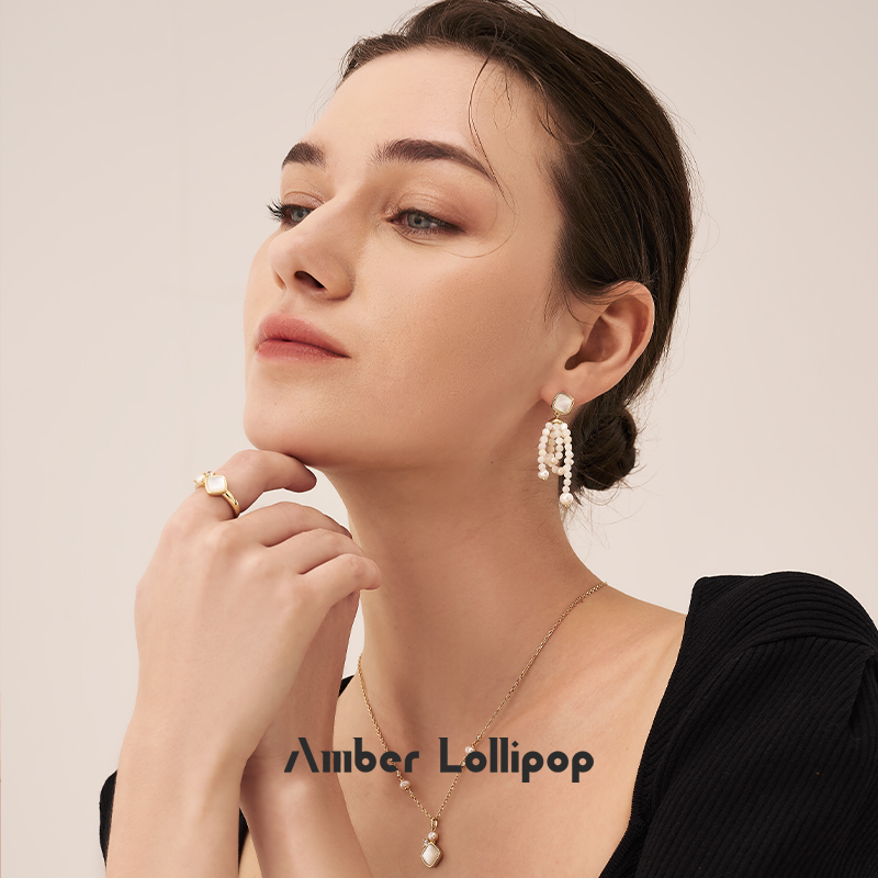 Amber Lollipop白贝母戒指女天然珍珠开口食指戒小众设计微醺系列