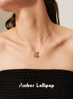 安铂洛利生辰石轻奢宝石吊坠颈链