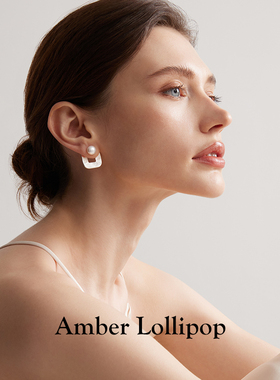 AmberLollipop白玉兰耳钉方形女