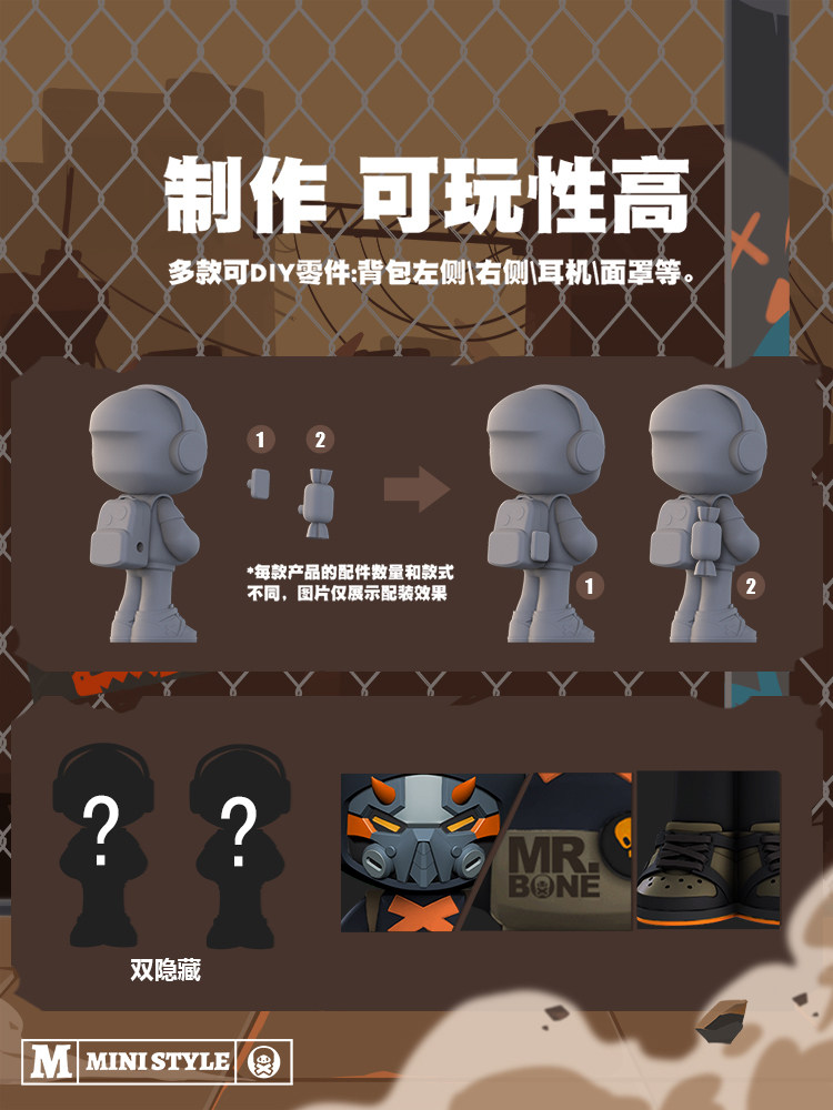 模言工社 Mini Mr.Bone 电玩/骷髅英雄系列盲盒 骨头先生 天猫优惠券折后￥59包邮（￥69-10）