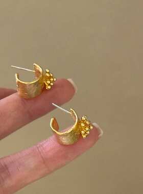 官方正品欧美夸张花朵C形耳钉复古简约时尚耳环轻奢高级感小众设