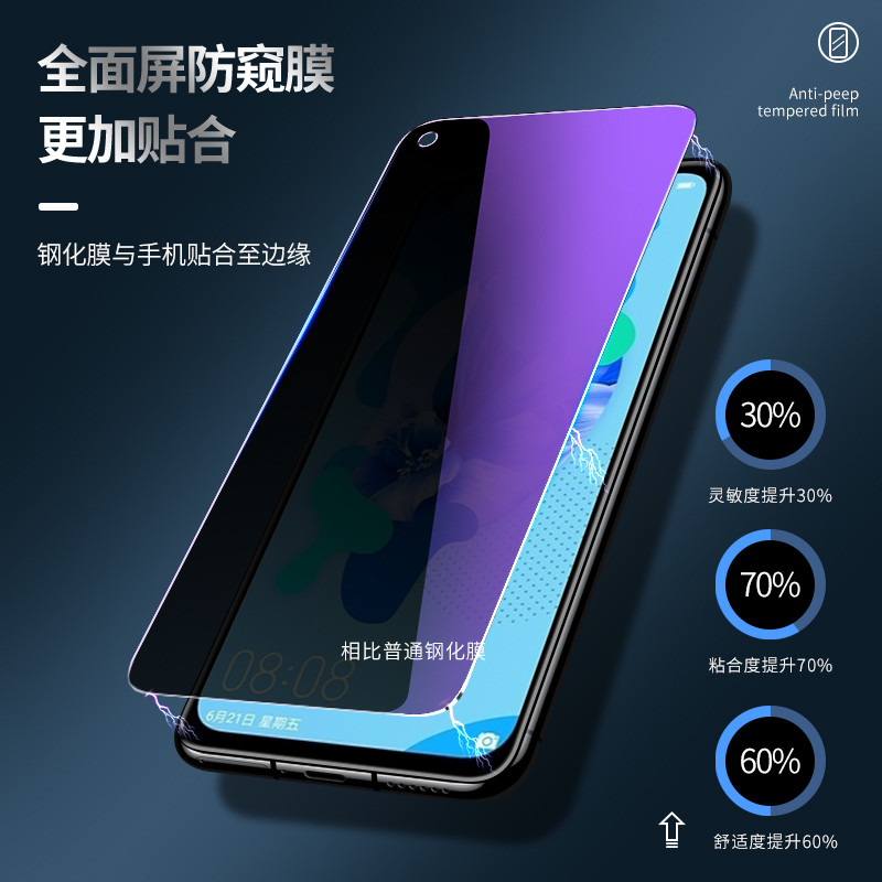 华为nova5i防窥膜全屏蓝光防偷窥nova5z防窥钢化膜nova5ipro适用华为nova5i防偷窥膜glk-al00贴膜spn-al00膜 - 图2