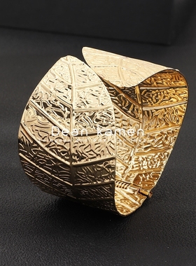 新款时尚夸张金属手镯手饰合金树叶纹理手链女ladies bracelets